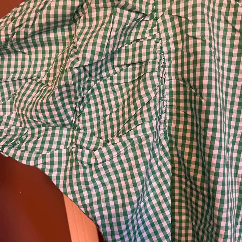 Annie Green and White Gingham Puff Sleeve Top - Picture 3 of 6